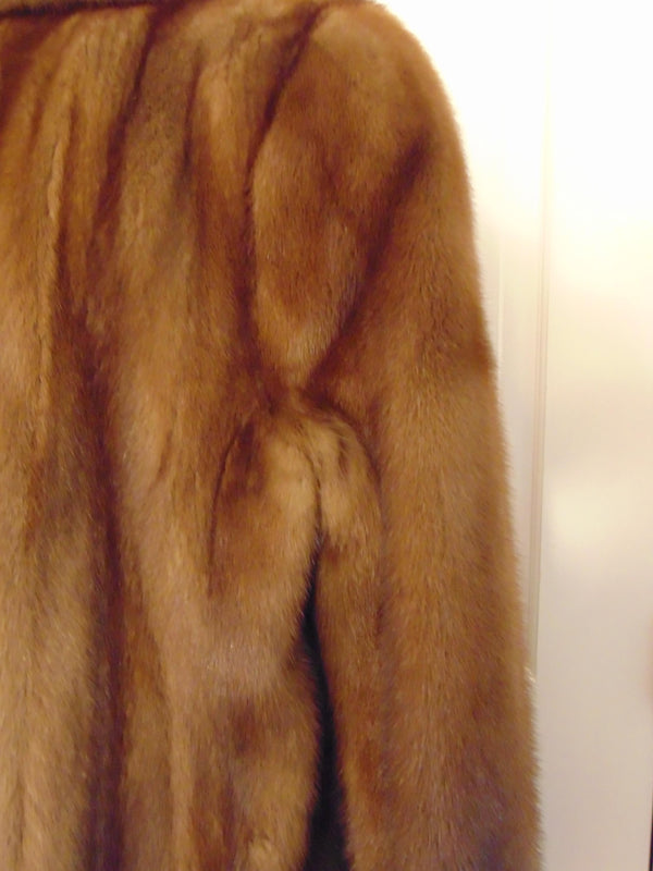 Vintage Beige Mink Fur Coat: Embroidered Lining, Monogrammed