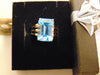 Emerald Cut Blue Topaz Ring: 14K Yellow Gold Estate Jewelry