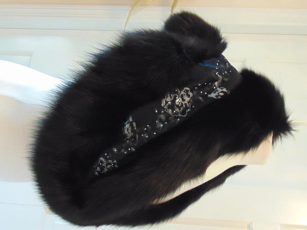 Vintage Black Fox Fur Stole: Neiman Marcus Zandra Rhodes, Formal Events