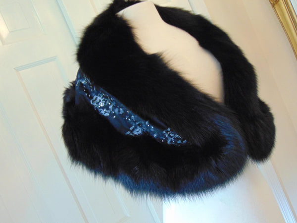 Vintage Black Fox Fur Stole: Neiman Marcus Zandra Rhodes, Formal Events