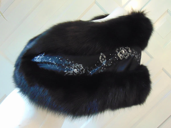 Vintage Black Fox Fur Stole: Neiman Marcus Zandra Rhodes, Formal Events