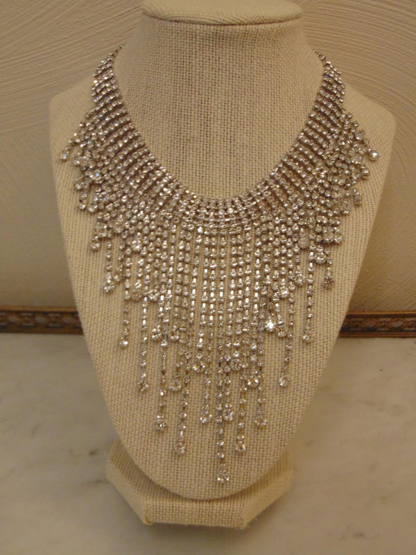 Vintage KJL Rhinestone Waterfall Necklace: Adjustable Length