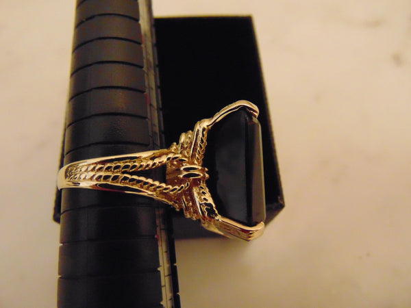 Emerald Cut Smokey Quartz Ring: 14K Gold Vintage Estate Jewelry