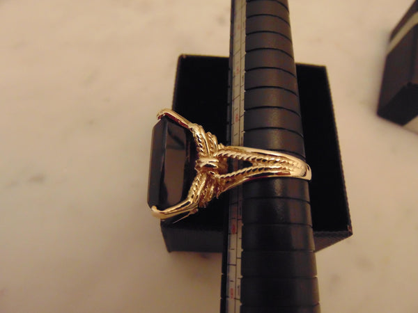 Emerald Cut Smokey Quartz Ring: 14K Gold Vintage Estate Jewelry
