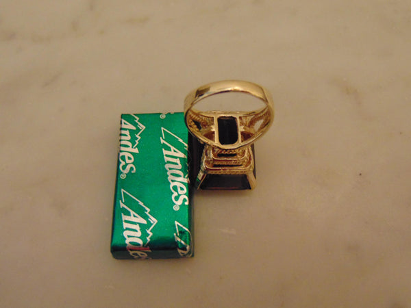 Emerald Cut Smokey Quartz Ring: 14K Gold Vintage Estate Jewelry