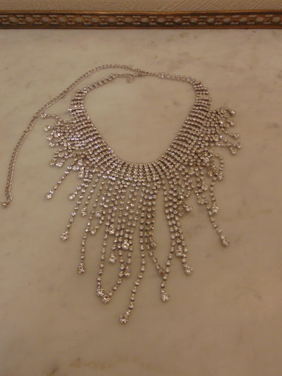 Vintage KJL Rhinestone Waterfall Necklace: Adjustable Length