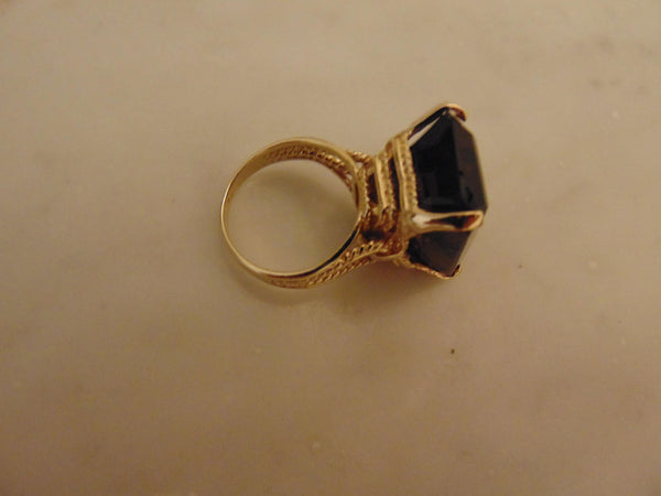 Emerald Cut Smokey Quartz Ring: 14K Gold Vintage Estate Jewelry