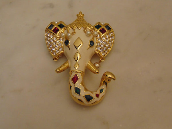 Vintage KJL Elephant Brooch: Kenneth Jay Lane Statement Jewelry
