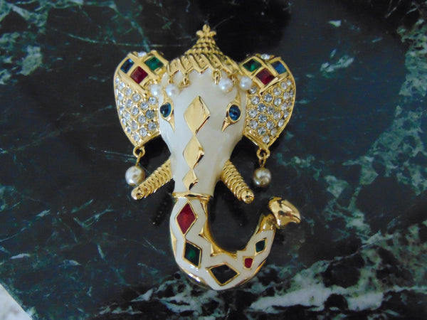 Vintage KJL Elephant Brooch: Kenneth Jay Lane Statement Jewelry