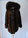 Vintage Sheared Beaver Jacket, Fox Fur Hood, Size M