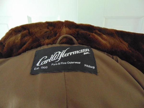 Vintage Sheared Beaver Jacket, Fox Fur Hood, Size M