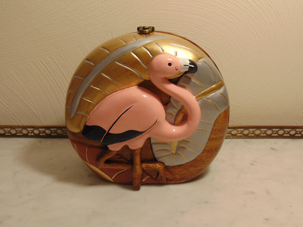 Vintage Timmy Woods Wooden Flamingo Purse: Collectible Shoulder Bag