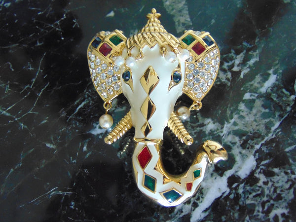 Vintage KJL Elephant Brooch: Kenneth Jay Lane Statement Jewelry