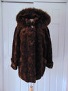 Vintage Sheared Beaver Jacket, Fox Fur Hood, Size M