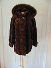 Vintage Sheared Beaver Jacket, Fox Fur Hood, Size M