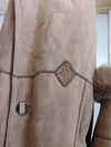 Italian Shearling Hooded Coat with Fox Fur Trim, Size 44