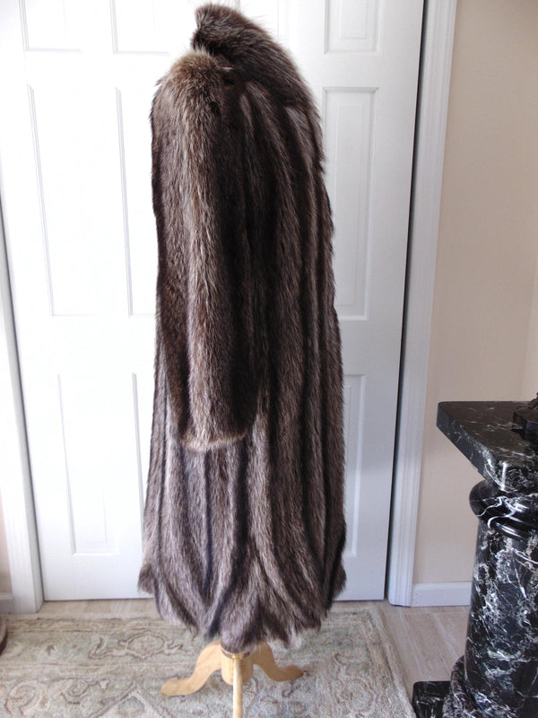 Vintage Full Length Raccoon Fur Coat, Silverish Hues