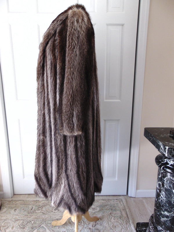 Vintage Full Length Raccoon Fur Coat, Silverish Hues