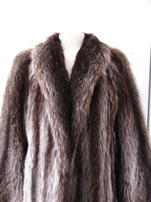 Vintage Full Length Raccoon Fur Coat, Silverish Hues