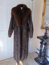 Vintage Full Length Nutria Fur Coat, Fox Collar, Flemington Furs