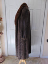 Vintage Full Length Nutria Fur Coat, Fox Collar, Flemington Furs