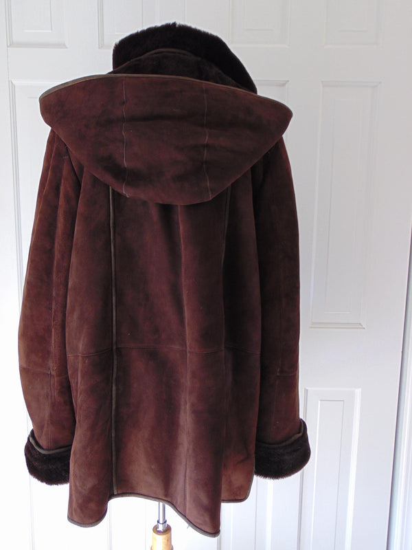Vintage Lambskin Hooded Shearling Coat, Made in Europe