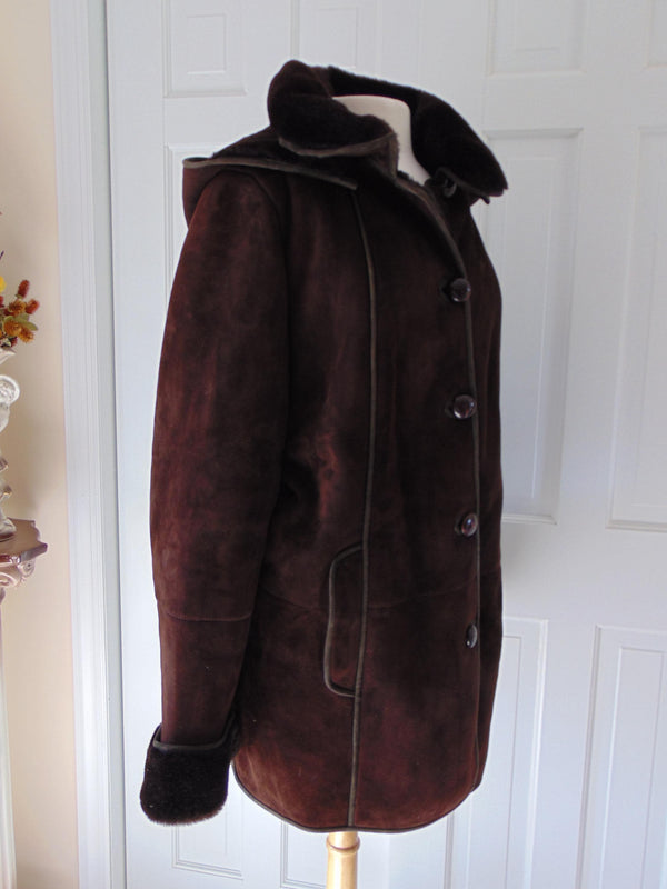 Vintage Lambskin Hooded Shearling Coat, Made in Europe
