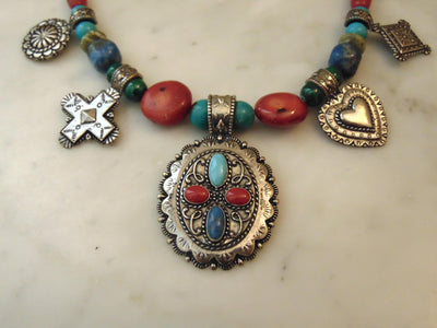 Carolyn Pollack Sterling Silver Stone Medallion Necklace, 17"
