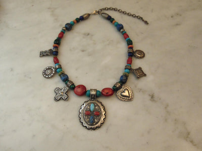 Carolyn Pollack Sterling Silver Stone Medallion Necklace, 17"