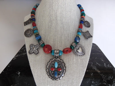Carolyn Pollack Sterling Silver Stone Medallion Necklace, 17"