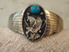 Turquoise Sterling Silver Eagle Cuff Bracelet, Running Bear, Western Jewelry