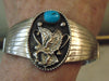 Turquoise Sterling Silver Eagle Cuff Bracelet, Running Bear, Western Jewelry