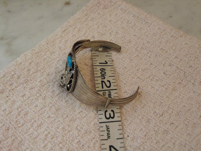 Turquoise Sterling Silver Eagle Cuff Bracelet, Running Bear, Western Jewelry