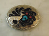 Sterling Silver Turquoise Deer Belt Buckle, Western Cowboy Cowgirl Rodeo