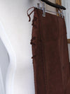 New Mexico Artisan Cowhide Skirt, Pam Dietrich Suede Clothing, Cognac Leather Skirt