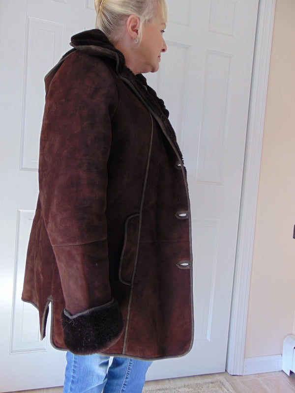 Vintage Lambskin Hooded Shearling Coat, Made in Europe