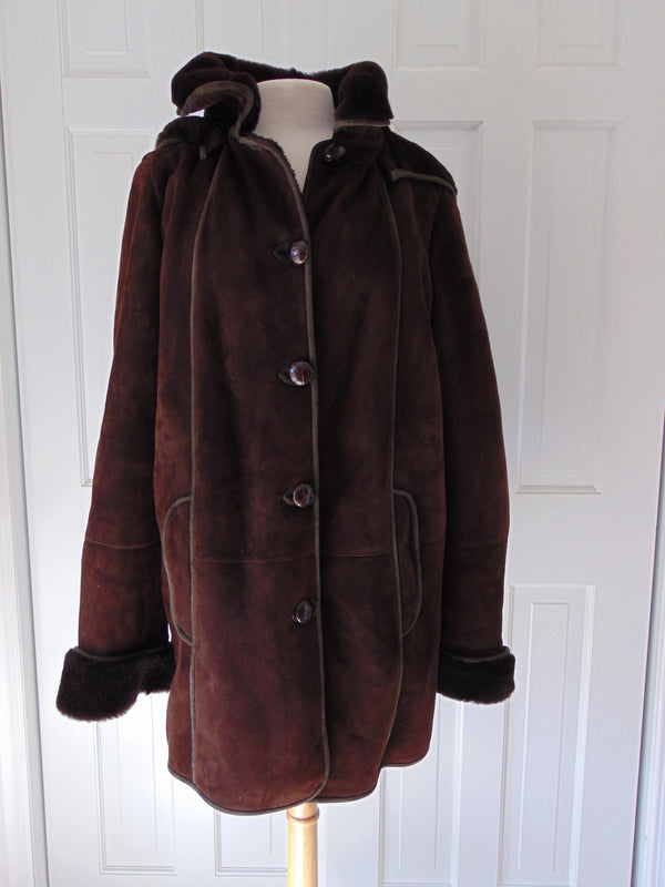 Vintage Lambskin Hooded Shearling Coat, Made in Europe