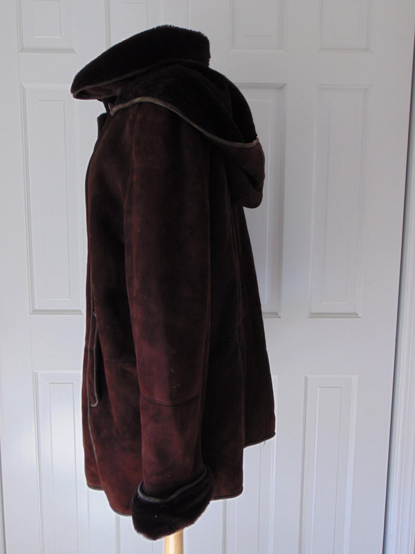 Vintage Lambskin Hooded Shearling Coat, Made in Europe
