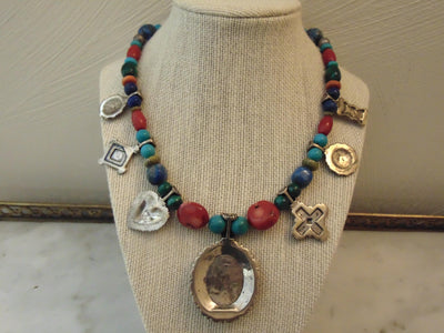 Carolyn Pollack Sterling Silver Stone Medallion Necklace, 17"