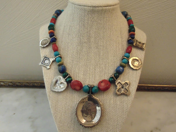 Carolyn Pollack Sterling Silver Stone Medallion Necklace, 17"