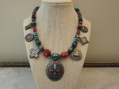 Carolyn Pollack Sterling Silver Stone Medallion Necklace, 17"