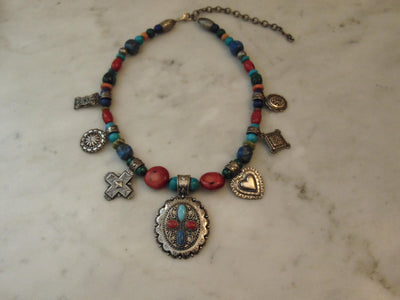 Carolyn Pollack Sterling Silver Stone Medallion Necklace, 17"
