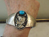 Turquoise Sterling Silver Eagle Cuff Bracelet, Running Bear, Western Jewelry