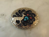 Sterling Silver Turquoise Deer Belt Buckle, Western Cowboy Cowgirl Rodeo