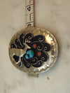 Sterling Silver Turquoise Deer Belt Buckle, Western Cowboy Cowgirl Rodeo