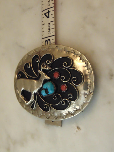 Sterling Silver Turquoise Deer Belt Buckle, Western Cowboy Cowgirl Rodeo