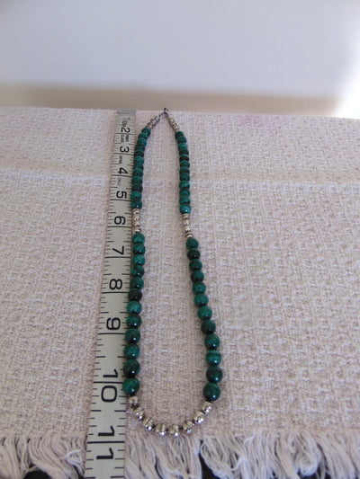 Malachite Beaded Sterling Silver Necklace, Western Cowgirl Jewelry