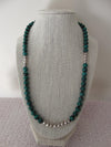 Malachite Beaded Sterling Silver Necklace, Western Cowgirl Jewelry