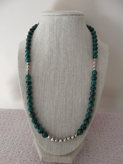 Malachite Beaded Sterling Silver Necklace, Western Cowgirl Jewelry