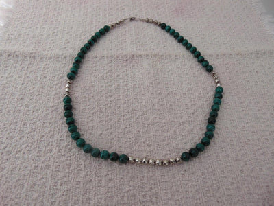 Malachite Beaded Sterling Silver Necklace, Western Cowgirl Jewelry